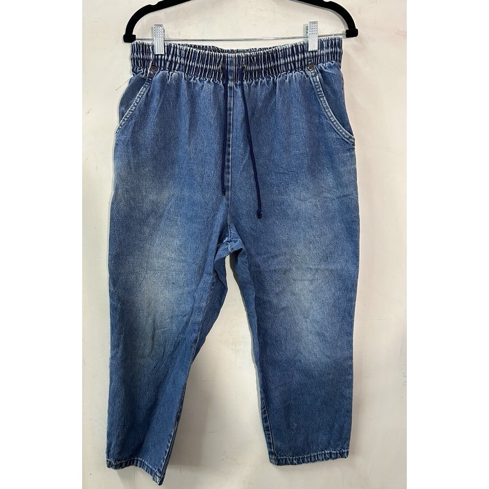 Vintage Women's Denim Elastic Draw String‎ Jeans 80s 90s Size 14 Blue